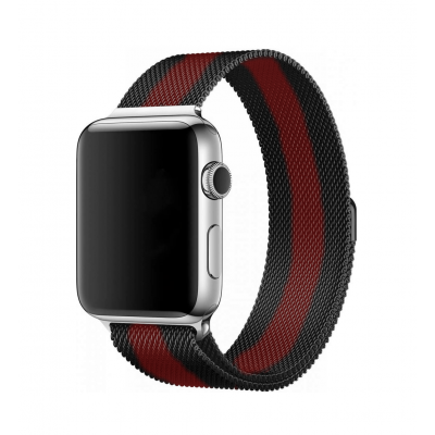 Металлический ремешок Milanese loop 38мм-40мм для Apple Watch Черный с красным