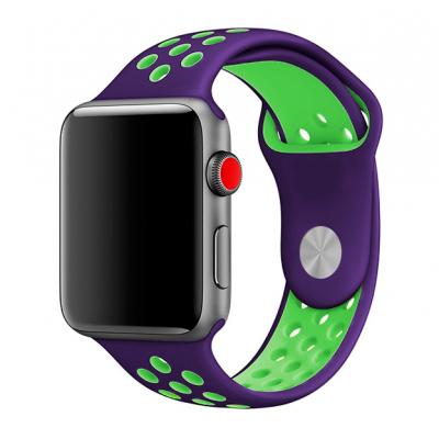 Силиконовый ремешок Nike 38мм- 40мм для Apple Watch Черный с зеленым
