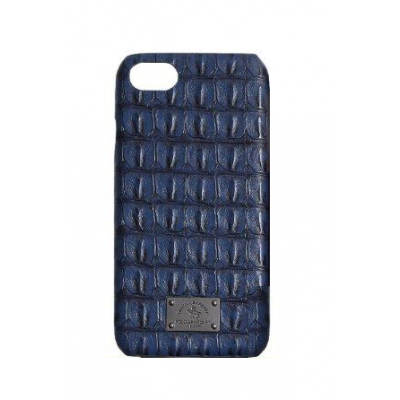 Чехол из эко-кожи под крокодила Puloka Polo для iPhone 5, 5s, SE Синего цвета