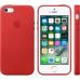 Кожаный чехол Leather Case для iPhone 5, 5s, SE Красного цвета