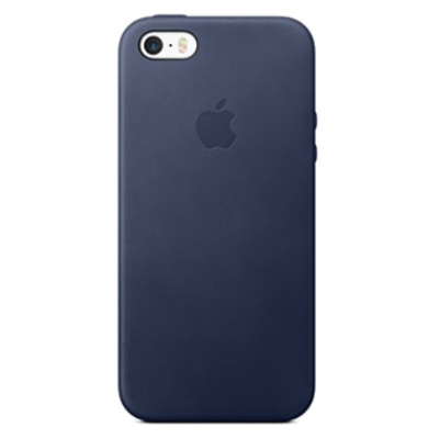 Кожаный чехол Leather Case для iPhone 5, 5s, SE синего цвета
