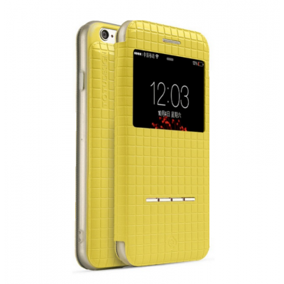 Чехол книжка Totu Lattice для iPhone 6, 6s Желтый