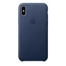 Чехол кожаный Leather Case для iPhone XS Синий
