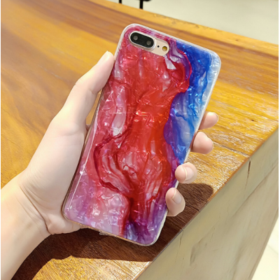 Чехол силиконовый Мarble для iPhone Xs Max Голубой с красным