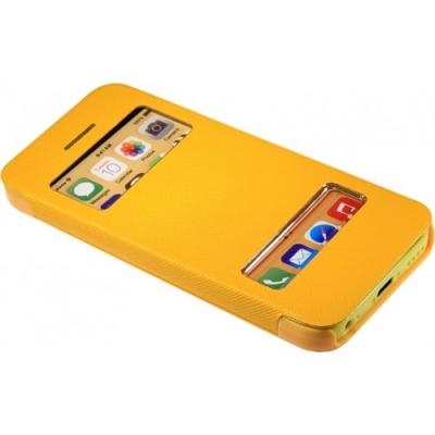 Чехол книжка для iPhone 5/5с/5s flip cover желтый