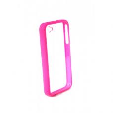 Бампер для iPhone 4/4S с прозрачной задней панелью Розовый