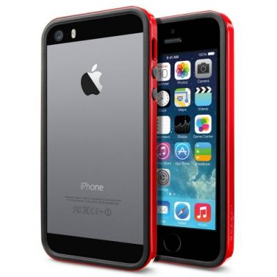 Бампер для iPhone 5/5S SGP Linear Crystal Neo Hybrid EX Slim Vivid Черный/Красный