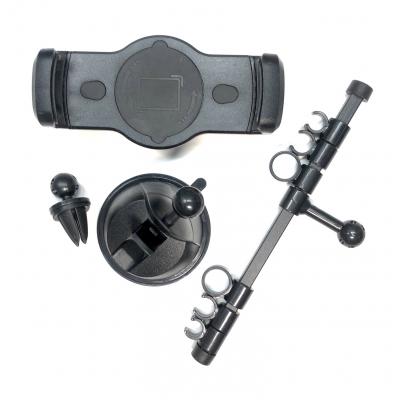 Автомобильный держатель на подголовник, на приборную панель, лобовое стекло или в воздуховод-дефлектор для планшетов К-518 Черный
