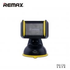 Автомобильный держатель смартфонов на приборную панель или стекло Remax RM-C06 Черный с желтым