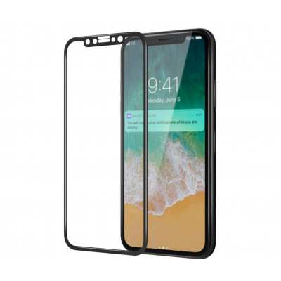 Защитное 3D стекло на весь экран для iPhone X / iPhone 10 Черная рамка