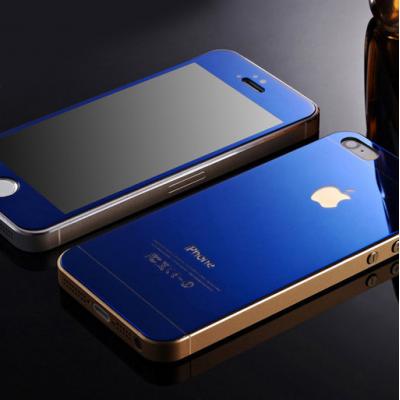 Защитное двухстороннее стекло Premium 2в1 для дисплея и корпуса iPhone 5, 5s Синее
