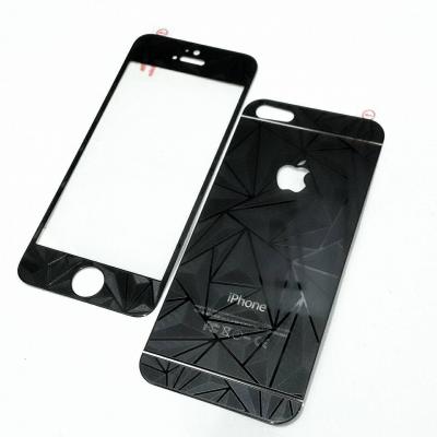 Защитное двухстороннее стекло Алмаз 2в1 для дисплея и корпуса iPhone 4, 4s Черное