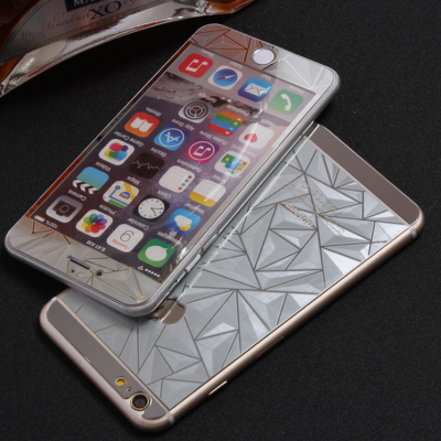Защитное двухстороннее стекло Алмаз 2в1 для дисплея и корпуса iPhone 5, 5s Серебристое