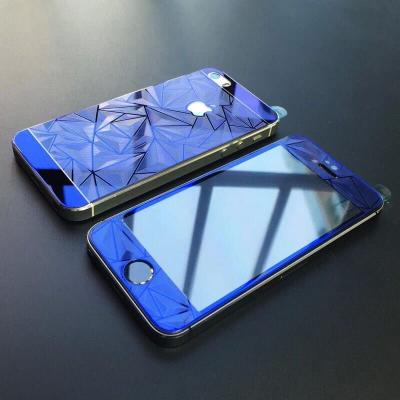 Защитное двухстороннее стекло Алмаз 2в1 для дисплея и корпуса iPhone 5, 5s Синее