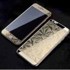 Защитное двухстороннее стекло Алмаз 2в1 для дисплея и корпуса iPhone 5, 5s Золотое
