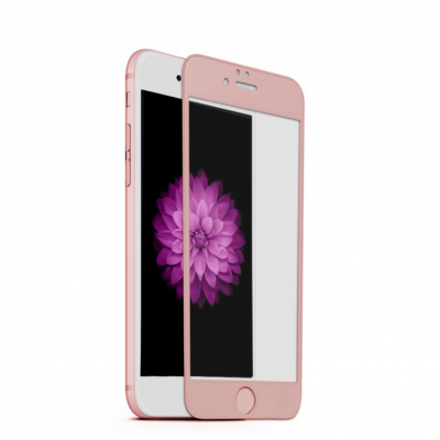 Защитное стекло Style на весь экран с алюминиевой рамкой для iPhone 6 Plus, 6s Plus Розовое золото