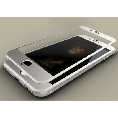 Защитное стекло Style на весь экран с алюминиевой рамкой для iPhone 8 Серебристое