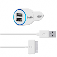 Belkin АЗУ 20W на 2 USB и кабель 1,2m 30 pin на iPhone 4, 4s Белого цвета