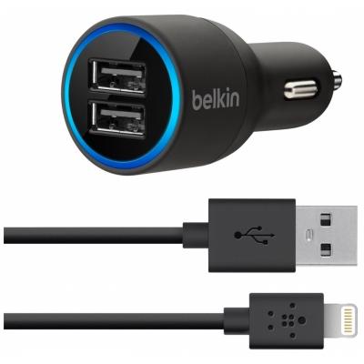 Belkin АЗУ 20W на 2 USB и кабель 1,2m lightning 8 pin Черного цвета