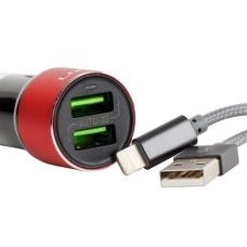 Автомобильное зарядное устройство LDNIO C303 3.6А с кабелем lightning на 2 USB выхода 