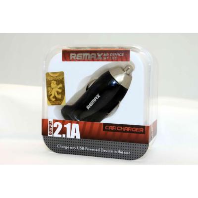 Автомобильный адаптер USB Remax 2.1A Черного цвета