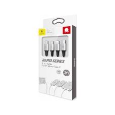 Кабель 3 в 1 Baseus Rapid 120см 3A Type-C + Micro + 8 pin lightning Синего цвета