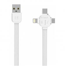Кабель 3в1 lightning, Micro USB и Tipe-C USB 100см Remax Lesu RC-066th Белого цвета