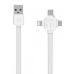 Кабель 3в1 lightning, Micro USB и Tipe-C USB 100см Remax Lesu RC-066th Белого цвета