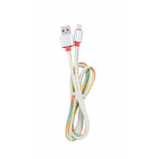 Кабель USB Colorful leather Cable для iPhone 1м Белого цвета