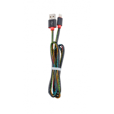 Кабель USB Colorful leather Cable для iPhone 1м Черного цвета