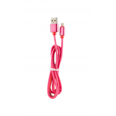 Кабель USB Colorful leather Cable для iPhone 1м Розового цвета