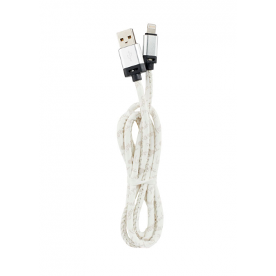 Кабель USB High light leather Cable 1м 2A Белого цвета