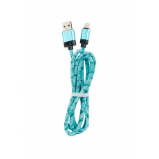 Кабель USB High light leather Cable 1м 2A Бирюзового цвета