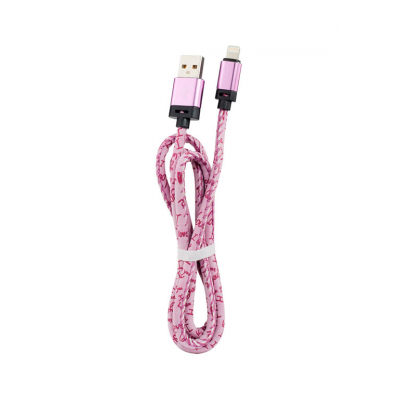 Кабель USB Kingkod glowing Cable для iPhone 120см Розового цвета