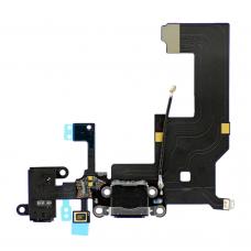 Нижний шлейф iPhone 5 порта зарядки и аудио-разъема оригинал чёрный (Space Gray)